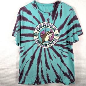 Buc-ee’s Beaver Believer Tie-Dye T-Shirt Men’s L Blue Purple 1982 Graphic Tee